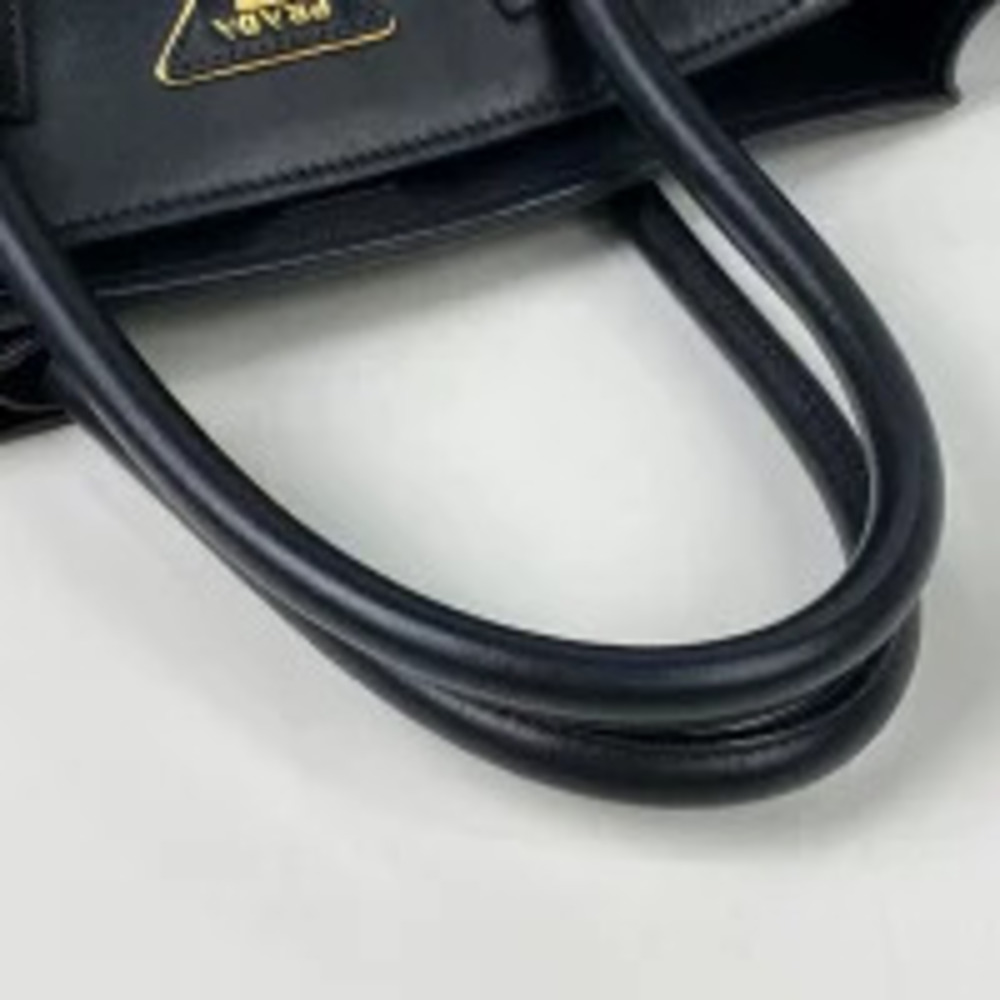 Prada Plate 2way Shoulder Bag Shopping Leather Nero Black - Picture 6 of 7